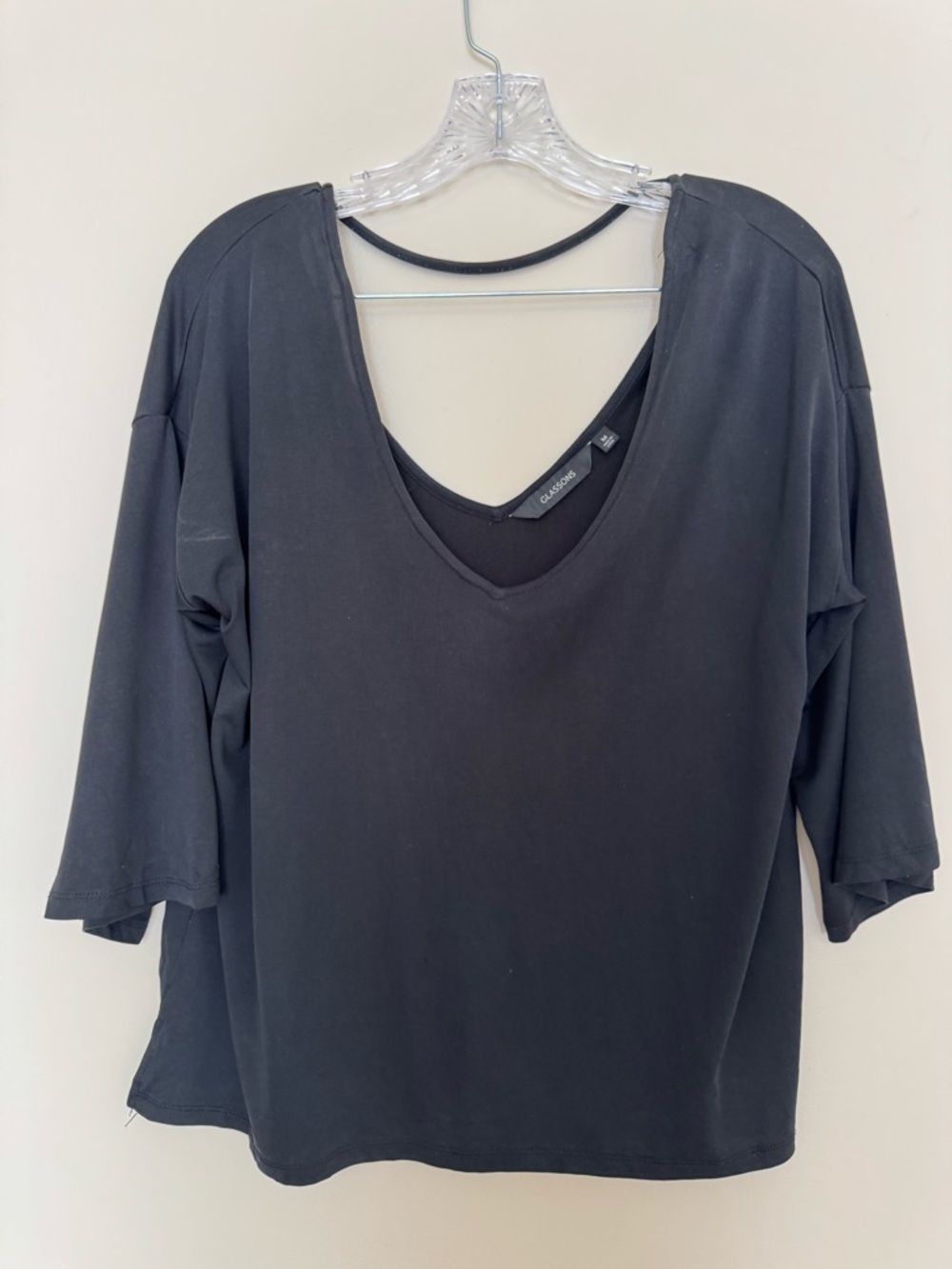 Glassons Black V-Neck Long Sleeve Women's Top